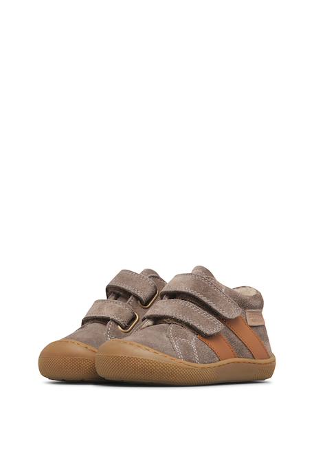 Chaussures barefoot enfant en cuir et daim sabby à scratch Cognac-gris foncé+Marron-vert olive+Rose poudré-rose 5 - vertbaudet enfant 