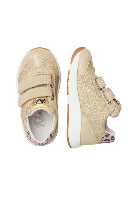 Baskets fille en cuir et tissu jesko 2 à scratch Platine-blanc-rose 4 - vertbaudet enfant 