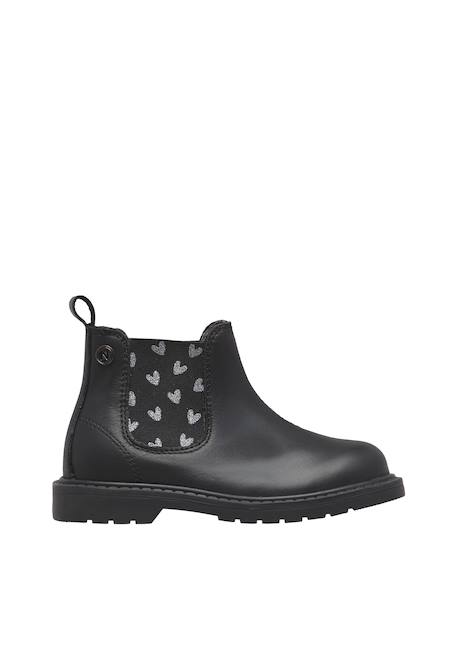 Bottines chelsea fille en cuir piccadilly Noir-argent 1 - vertbaudet enfant 
