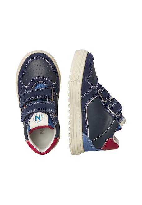 Baskets montantes enfant en cuir et daim hess high 3 à scratch Blanc-beige-rose poudré+Blanc-rose-rose poudré+Kaki-blanc-brun+Marine-bleu 19 - vertbaudet enfant 