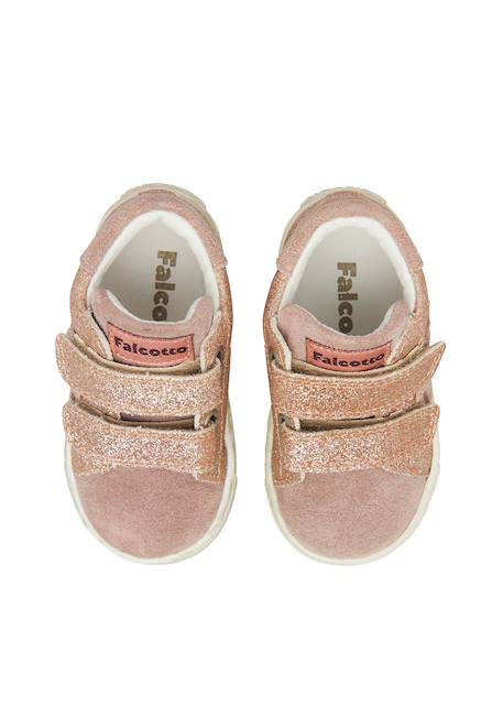 Baskets bébé fille en daim et tissu sasha à scratch Rose poudré 4 - vertbaudet enfant 