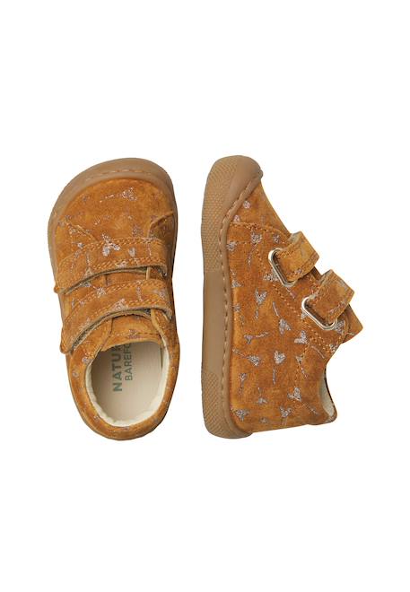 Chaussures barefoot fille en cuir et daim amur à scratch Magnolia-platine+Marron clair-platine 9 - vertbaudet enfant 