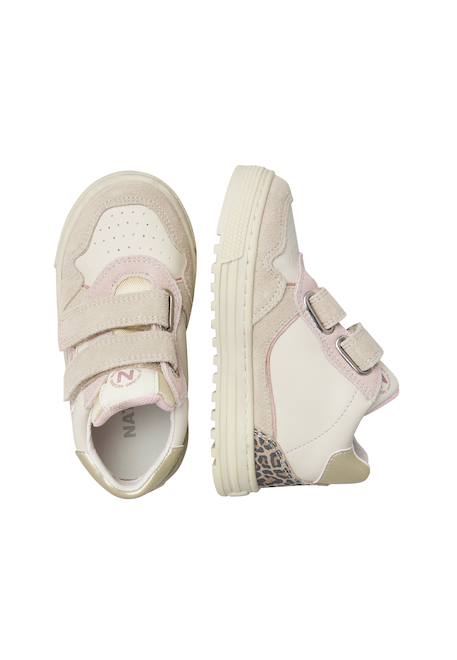 Baskets montantes bébé en cuir et daim hess high 3 à scratch Blanc-beige-rose poudré+Blanc-rose-rose poudré+Kaki-blanc-brun+Marine-bleu 4 - vertbaudet enfant 