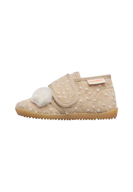 Chaussons bébé garçon en tissu bidaim Beige-blanc crème 3 - vertbaudet enfant 