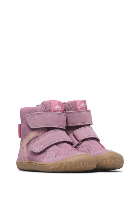 Bottines barefoot enfant en daim et tissu koddas à scratch, imperméables Kaki-marron+Rose-magnolia 7 - vertbaudet enfant 