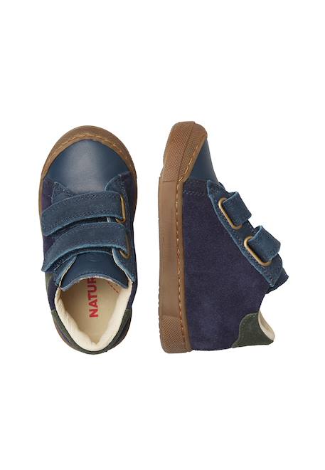 Baskets garçon en cuir et daim heist à double scratch Marine-vert 4 - vertbaudet enfant 
