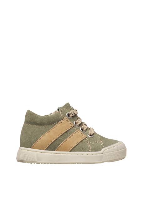 Baskets bébé garçon en daim gazer à zip Beige-vert militaire 1 - vertbaudet enfant 