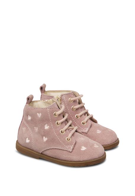 Bottines bébé fille en daim robin new à zip, broderies cœurs Beige-marron+Rose-marron 7 - vertbaudet enfant 