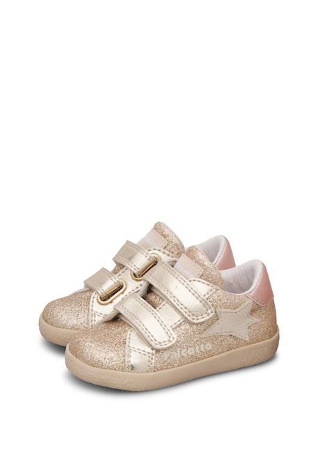 Baskets bébé fille en cuir et tissu alnoite 2 à scratch Platine-rose 5 - vertbaudet enfant 