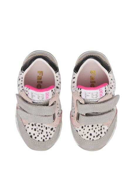 Baskets fille en cuir et daim nuppi à scratch Blanc-gris 4 - vertbaudet enfant 