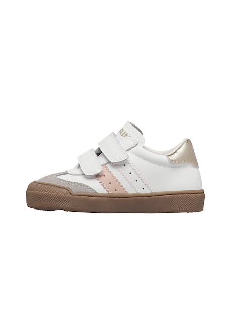 Baskets enfant en cuir et daim riby à scratch Blanc-gris-bleu+Blanc-gris-rose poudré 8 - vertbaudet enfant 