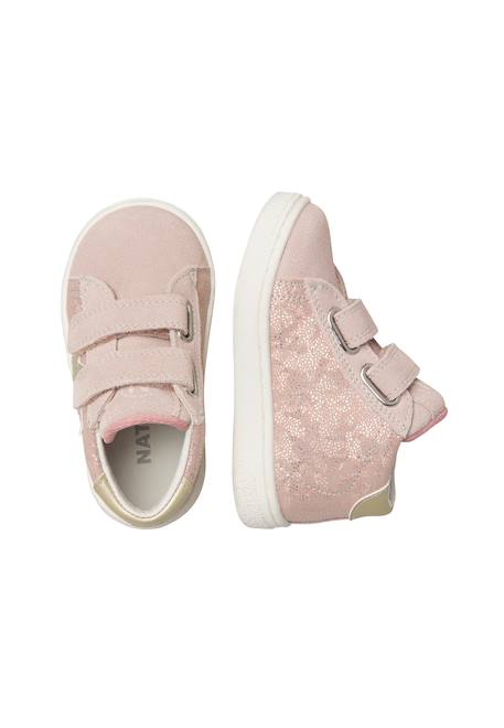 Baskets montantes fille en cuir et tissu pinn high à scratch Rose poudré-platine 4 - vertbaudet enfant 
