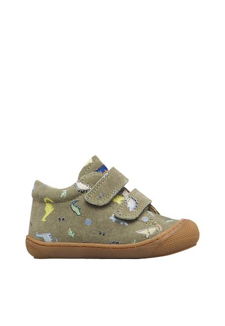 Chaussures premiers pas bébé garçon en daim cocoon à scratch Gris tourterelle-marron+Vert olive-marron 6 - vertbaudet enfant 