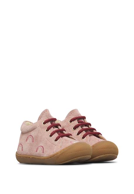 Chaussures premiers pas bébé fille en daim cocoon, broderies arc-en-ciel Rose-violet 2 - vertbaudet enfant 