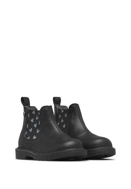 Bottines chelsea fille en cuir piccadilly Noir-argent 2 - vertbaudet enfant 