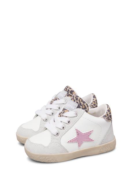 Baskets montantes bébé fille en cuir et daim alnoite high 2 Blanc-rose 5 - vertbaudet enfant 
