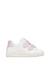 Baskets bébé fille en cuir et tissu hasselt 2 à scratch, avec paillettes Blanc-rose 1 - vertbaudet enfant 