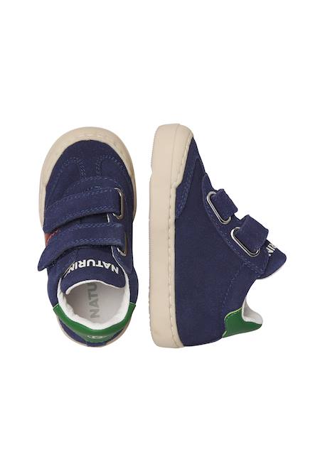 Baskets montantes bébé en cuir et daim riby high à scratch Blanc-rose-violet+Bleu-vert-rouge 9 - vertbaudet enfant 