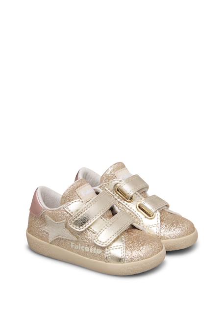 Baskets bébé fille en cuir et tissu alnoite 2 à scratch Platine-rose 2 - vertbaudet enfant 