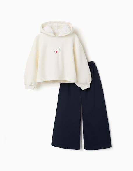 Ensemble de jogging en coton peigné avec imprimé floral Blanc 1 - vertbaudet enfant 