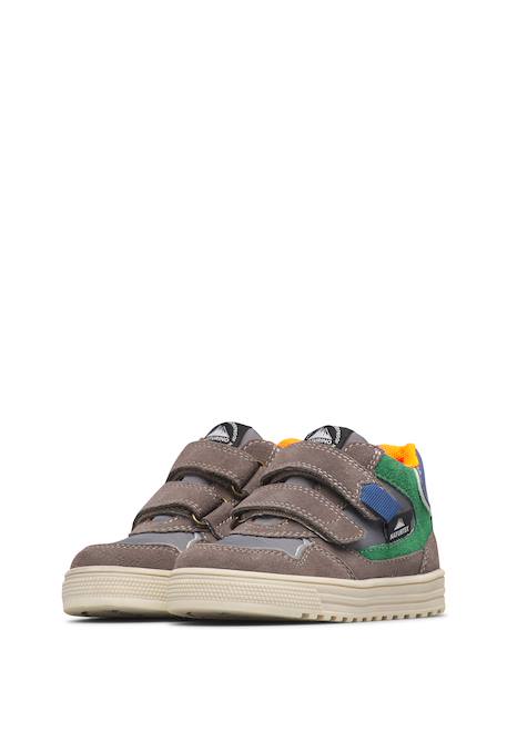 Baskets garçon en daim et tissu wanny à scratch, imperméables Anthracite-vert 5 - vertbaudet enfant 