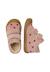 Chaussures premiers pas bébé fille en daim cocoon à scratch, broderies cœurs Rose-violet+Sable-cognac 4 - vertbaudet enfant 