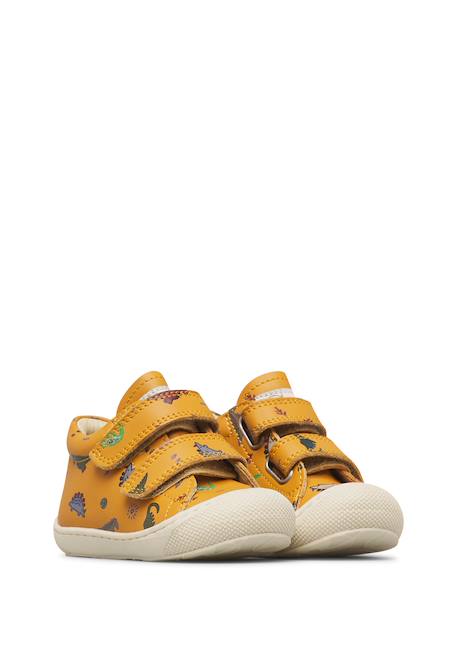 Chaussures premiers pas bébé garçon en cuir cocoon à scratch Citrouille-blanc 2 - vertbaudet enfant 