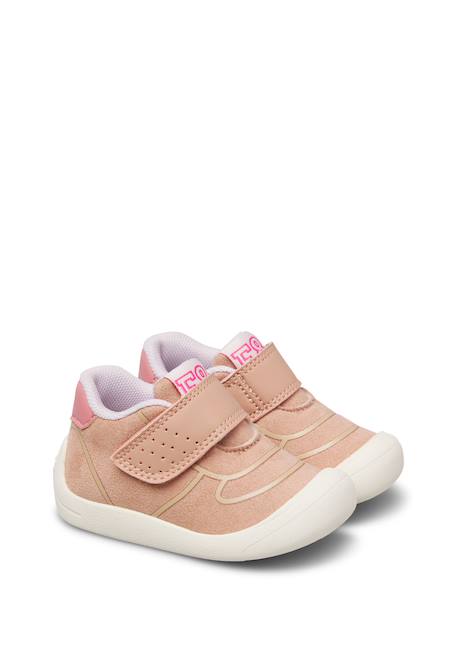 Chaussures premiers pas bébé en simili cuir free 2 à scratch Bleu-citrouille+Fuchsia-blanc+Kaki-orange+Lilas-rose+Rose poudré-blanc 22 - vertbaudet enfant 
