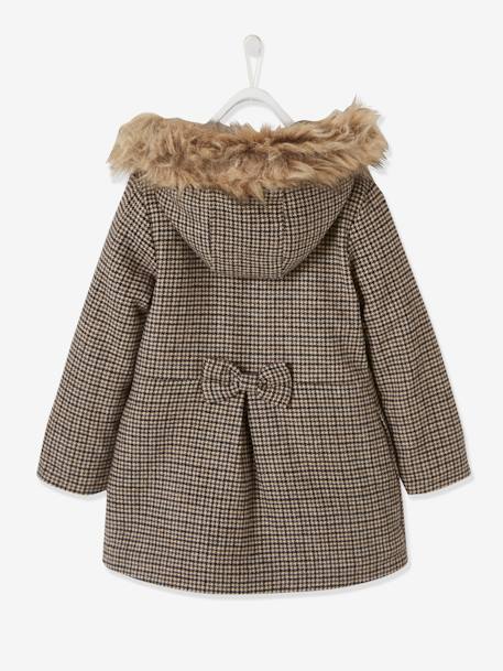 Manteau fille à capuche amovible carreaux taupe 6 - vertbaudet enfant 