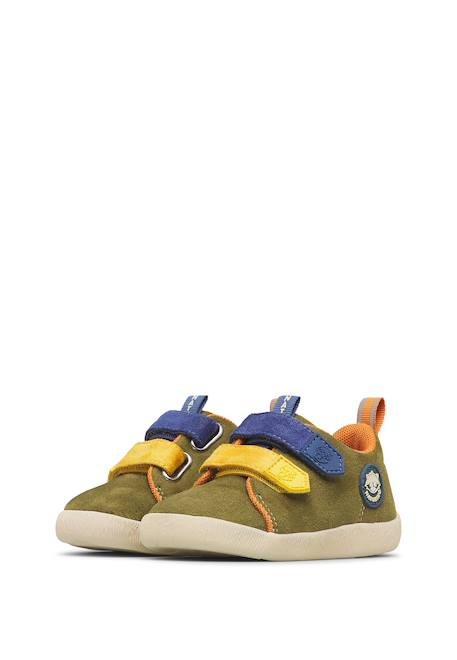 Baskets bébé garçon en simili cuir yompy à scratch Kaki-bleu 5 - vertbaudet enfant 