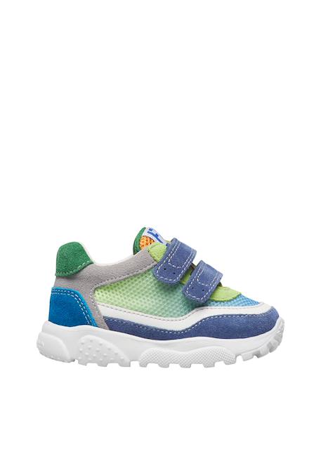 Baskets bébé en daim et tissu amantea 2 à scratch Bleu ciel-vert+Rose-vert 1 - vertbaudet enfant 