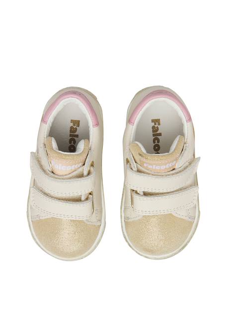 Baskets bébé fille en cuir et daim yelai à scratch Blanc-argenté+Blanc-platine 9 - vertbaudet enfant 