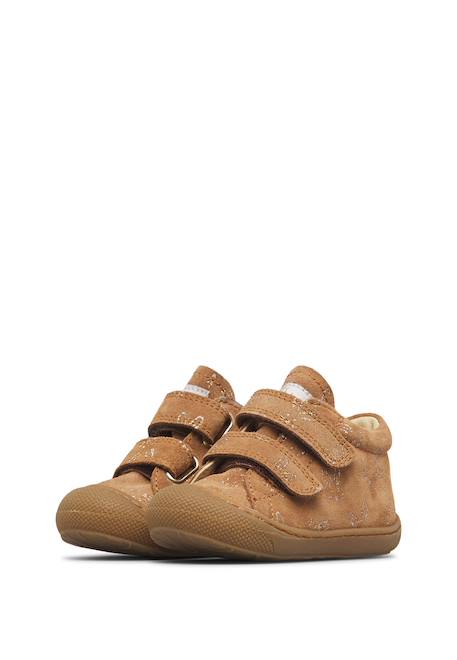 Chaussures premiers pas bébé fille en daim cocoon à scratch Marron-platine 5 - vertbaudet enfant 