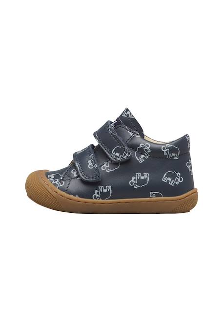 Chaussures premiers pas bébé garçon en cuir cocoon à scratch Marine-marron 3 - vertbaudet enfant 