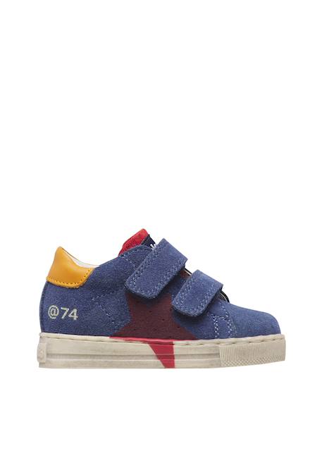 Baskets bébé garçon en cuir et daim salazar 3 à scratch Bleu-rouge 1 - vertbaudet enfant 