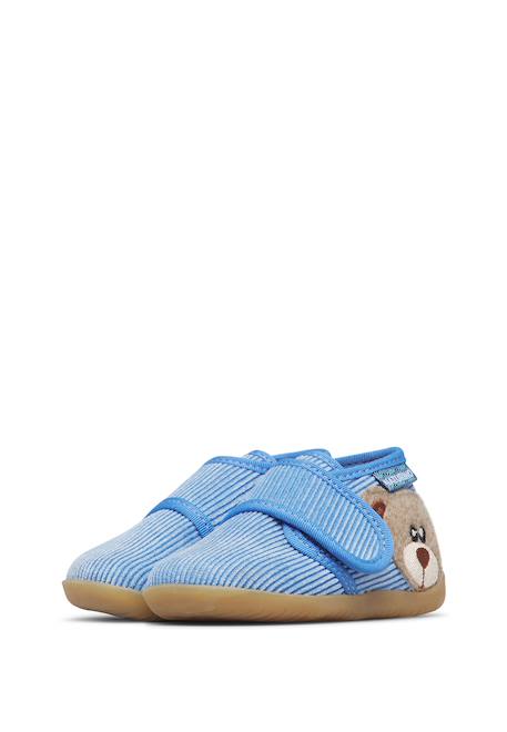 Chaussons enfant en tissu carillon, avec patch ours Céleste-beige+Rose-beige 5 - vertbaudet enfant 