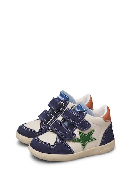Baskets montantes garçon en cuir et daim alnoite high 2 à scratch Blanc-bleu+Gris-citrouille+Vert-bleu ciel 5 - vertbaudet enfant 