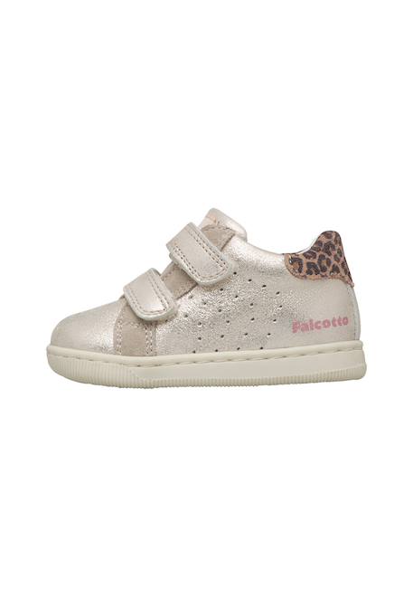 Baskets bébé fille en cuir et daim kiner à scratch Platine-beige 3 - vertbaudet enfant 