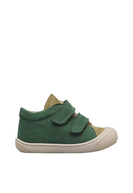 Chaussures premiers pas bébé garçon en cuir cocoon à scratch Marron-sable+Vert-kaki 6 - vertbaudet enfant 