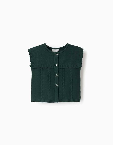 Gilet sans manches en maille avec détails torsadés b&s Vert foncé 2 - vertbaudet enfant 
