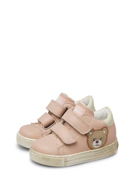 Baskets bébé en cuir geordi 3 à scratch Bleu-vert+Rose poudré-blanc 10 - vertbaudet enfant 