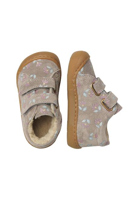 Chaussures premiers pas barefoot bébé fille en daim amur à scratch Gris foncé 4 - vertbaudet enfant 