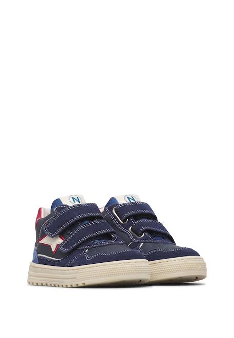 Baskets montantes enfant en cuir et daim hess high 3 à scratch Blanc-beige-rose poudré+Blanc-rose-rose poudré+Kaki-blanc-brun+Marine-bleu 17 - vertbaudet enfant 