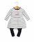 Ensemble robe + bas 100% coton bébé fille Fond naturel raye marine 1 - vertbaudet enfant 