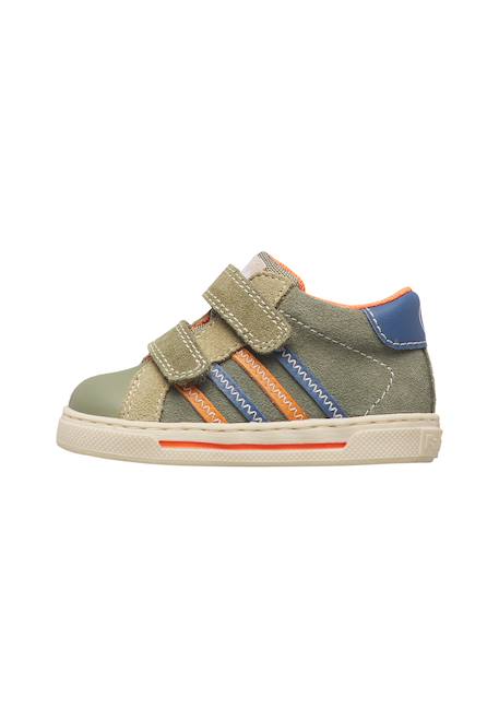 Baskets bébé garçon en cuir et daim truby à scratch Vert-orange 3 - vertbaudet enfant 