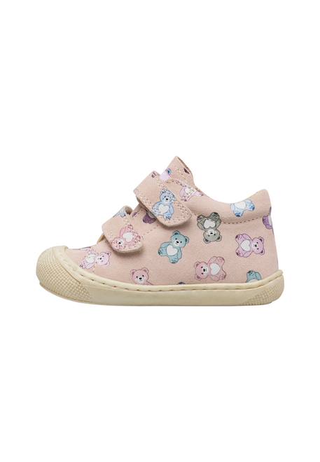 Chaussures premiers pas bébé fille en daim cocoon à scratch Rose poudré-céleste 3 - vertbaudet enfant 