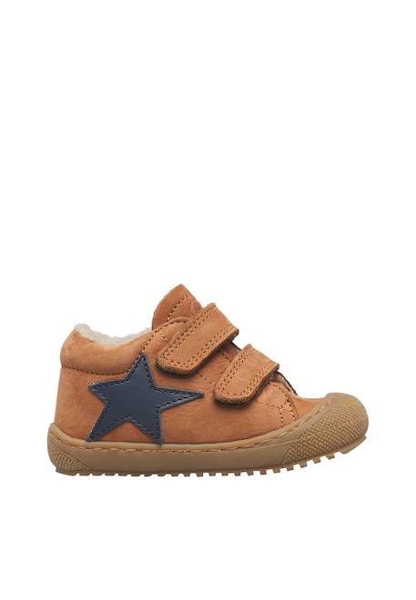 Chaussures premiers pas bébé en cuir kolde 2 à scratch Marron-marine+Rose-bleu 1 - vertbaudet enfant 