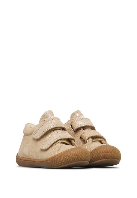 Chaussures premiers pas bébé fille en daim cocoon à scratch Platine-marron 2 - vertbaudet enfant 
