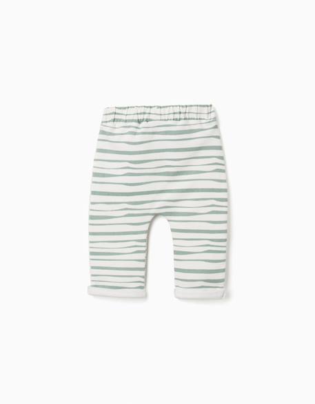 Pantalon en coton peigné à rayures Blanc 2 - vertbaudet enfant 