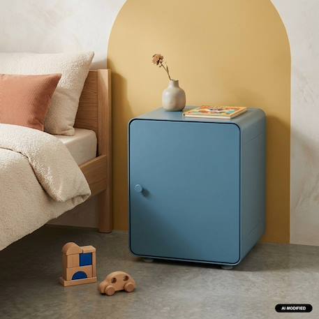Table de chevet industrielle acier 1 porte - tribeca Beige+Bleu+Noir+Terracotta 7 - vertbaudet enfant 